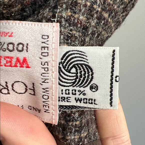 Vintage Cropped Brown Checkered Tweed Jacket - Picture 7 of 10